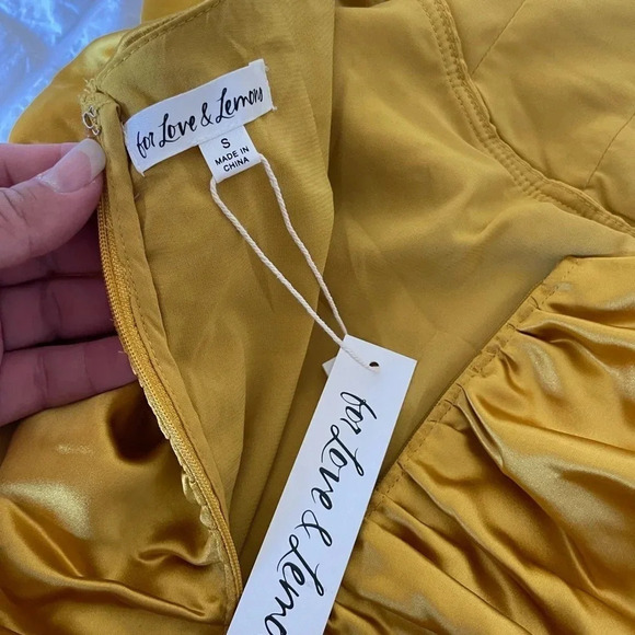 For love & Lemons Drew satin mini dress in yellow - Picture 9 of 14